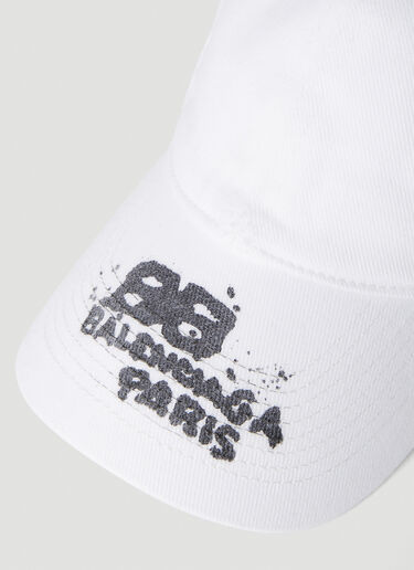 Balenciaga BB Dirty Paris Baseball Cap White bal0351003