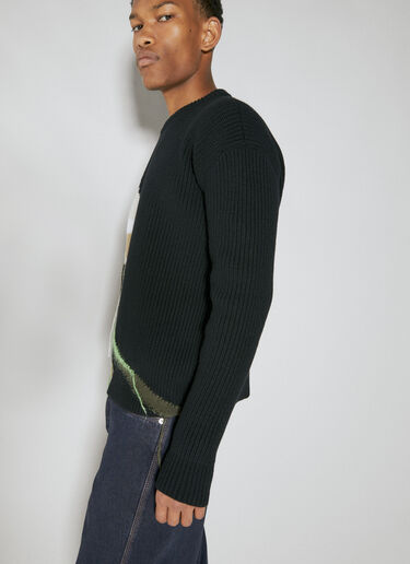 Intarsia Wool Knit Sweater Lanvin Intarsia Wool Knit Sweater Black lnv0154002