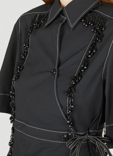 GANNI Embellished Topstitched Shirt Black gan0247024