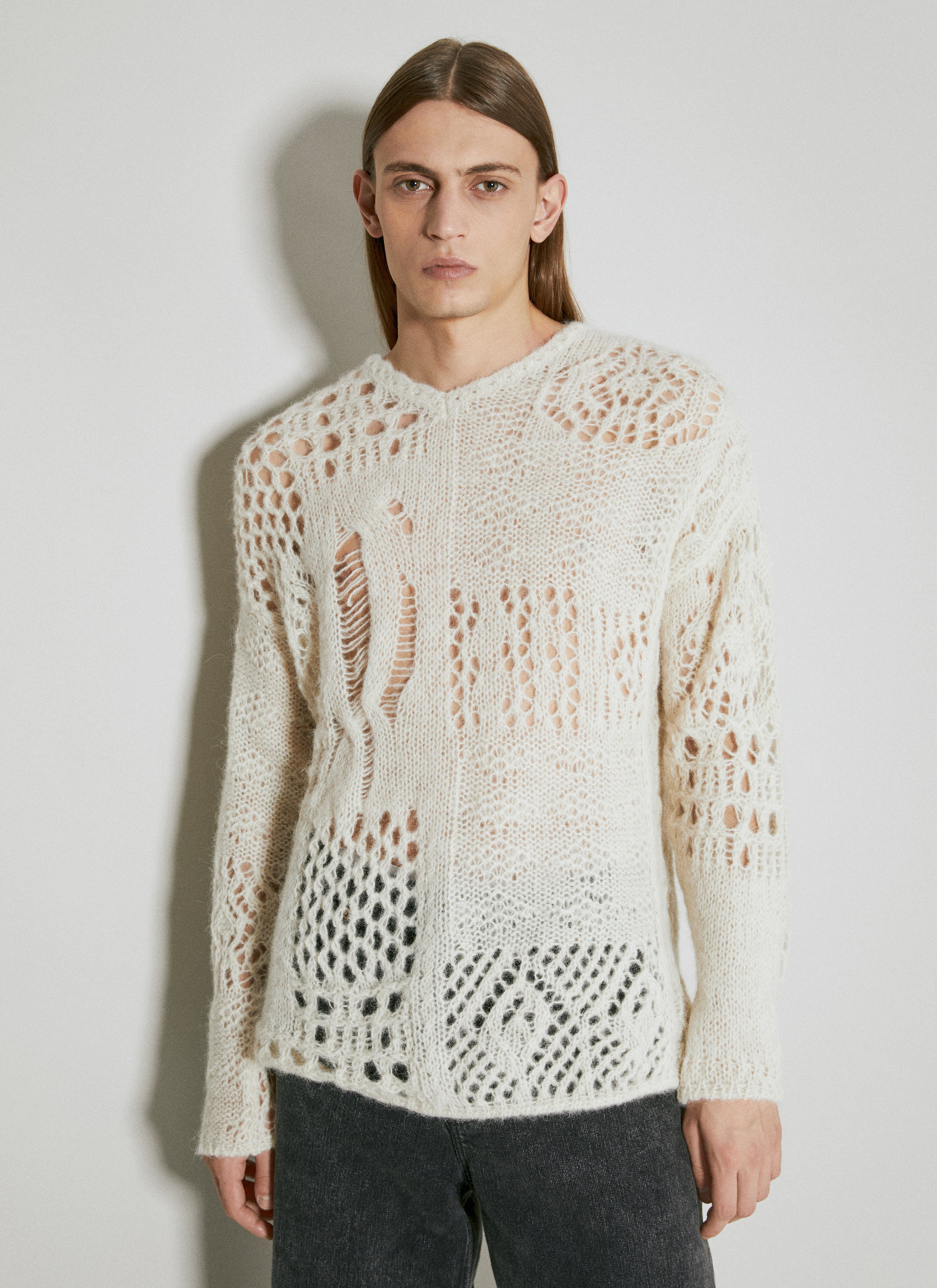 Acne Studios V Neck Crochet Sweater Beige acn0156039