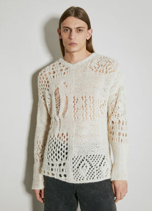 Patta V Neck Crochet Sweater Grey pat0156006