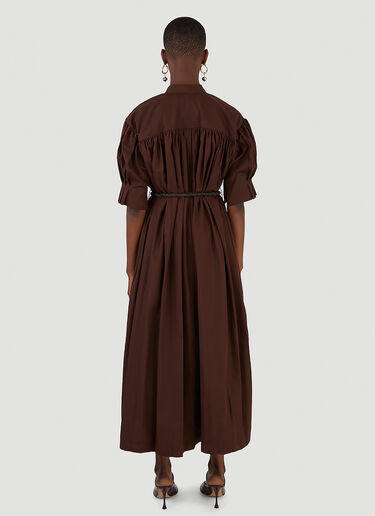 Jil Sander Pleated Puff Sleeve Dress Brown jil0245018