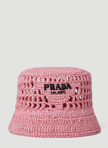 Prada 라피아 우븐 버킷 햇 핑크 pra0252028