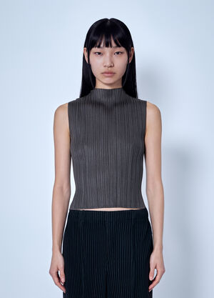 Pleats Please Issey Miyake August Colors High-Neck Top Dark Grey plp0266065
