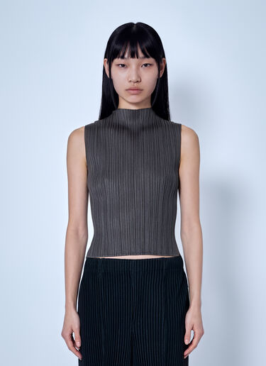 LN-CC® - Pleats Please Issey Miyake: August Colors High-Neck Top - Dark Grey Pleats Please Issey Miyake August Colors High-Neck Top Dark Grey plp0266065