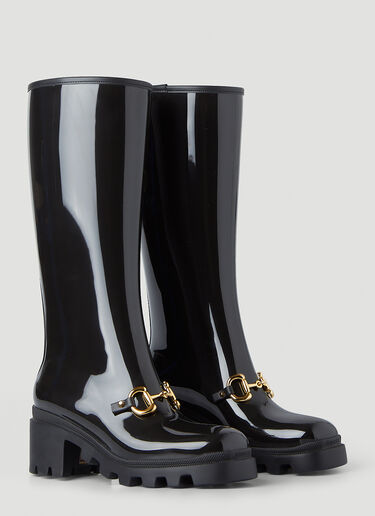 Gucci Knee High Horsebit Rain Boots Black guc0245072