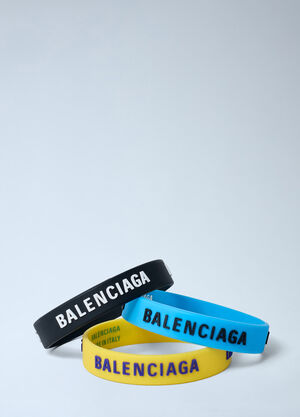 Balenciaga Set Of Three Logo Print Bracelets Black bal0262031