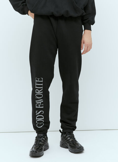 Praying God's Favorite Rhinestone Track Pants Black pry0354003