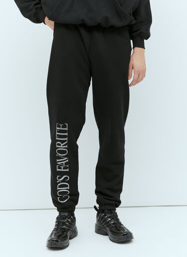 Praying God's Favorite Rhinestone Track Pants Black pry0354008