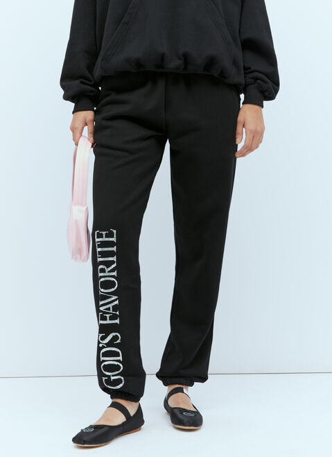 Praying God's Favorite Rhinestone Track Pants Black pry0354003