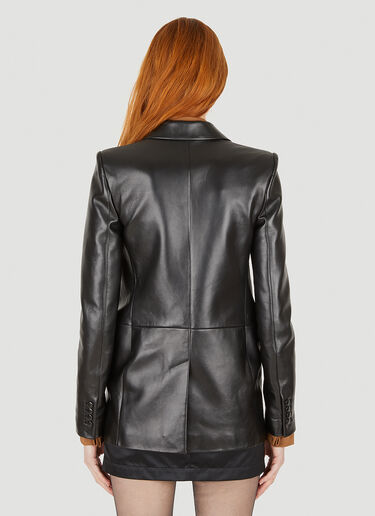 Saint Laurent Single Breasted Leather Blazer Black sla0247005