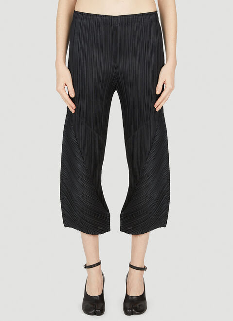 Pleats Please Issey Miyake Cropped Pleated Pants Green plp0256008