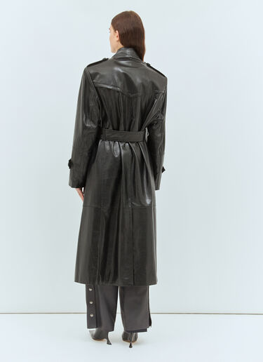 Sportmax Nappa Leather Trench Coat Black spx0258015