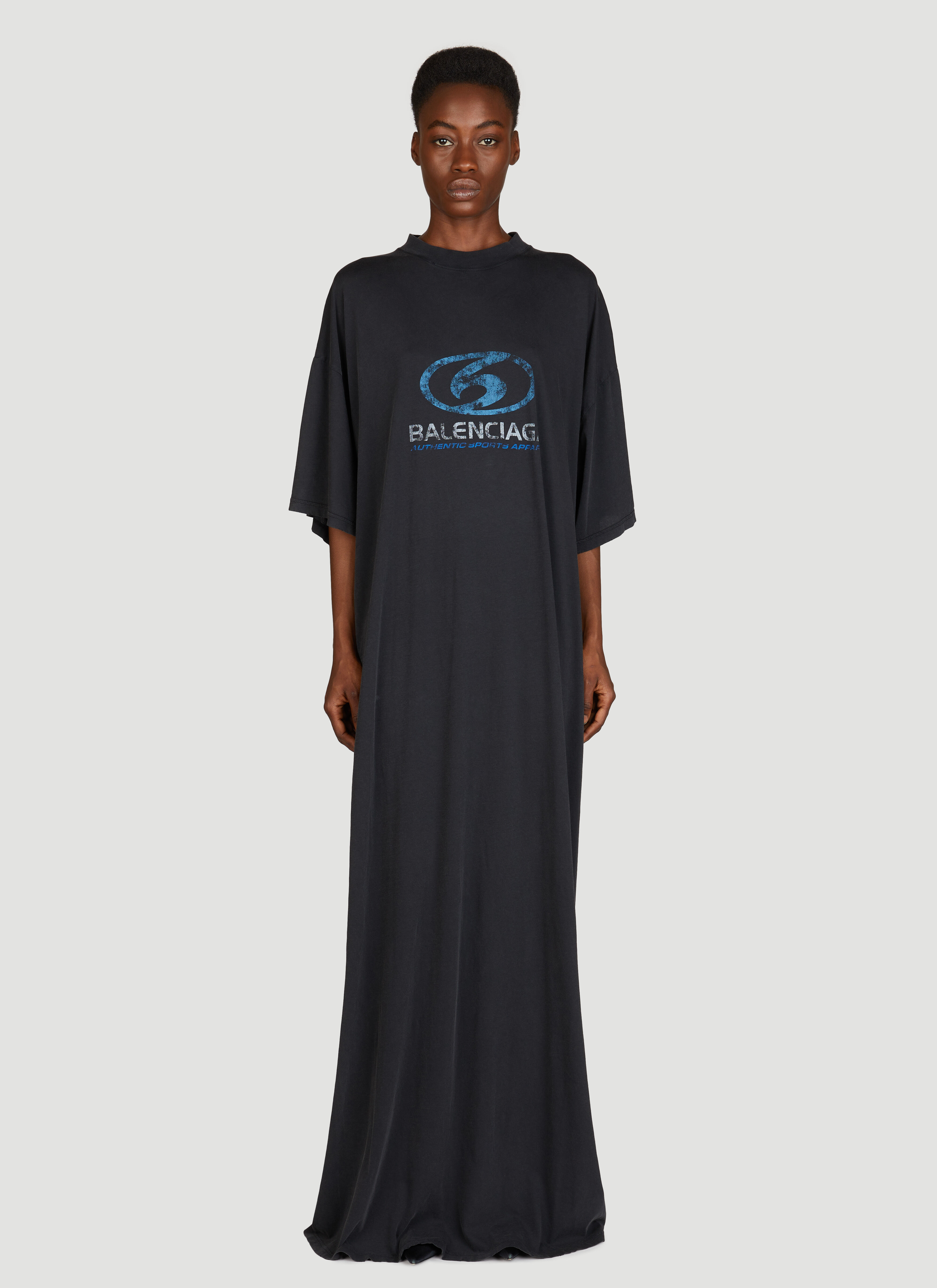 Balenciaga Surfer Maxi T Shirt Dress en Black pour femme LN CC
