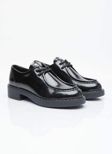Prada 磨砂皮革系带鞋 黑色 pra0254025