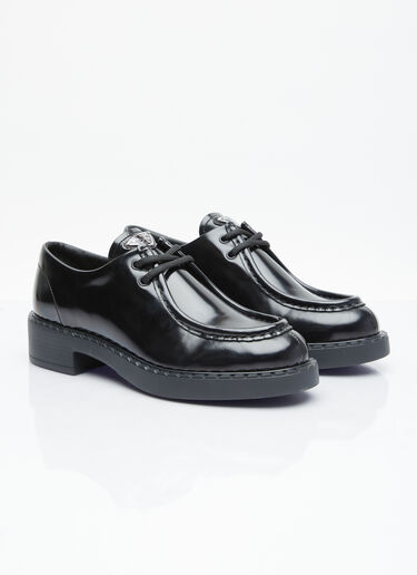 Prada Brushed Leather Lace-Up Shoes Black pra0254025