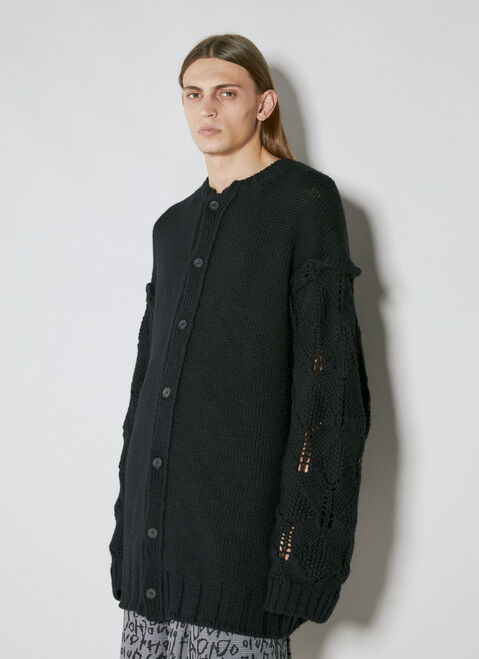 Yohji Yamamoto Designed Sleeve Wool Cardigan Black yoy0154012