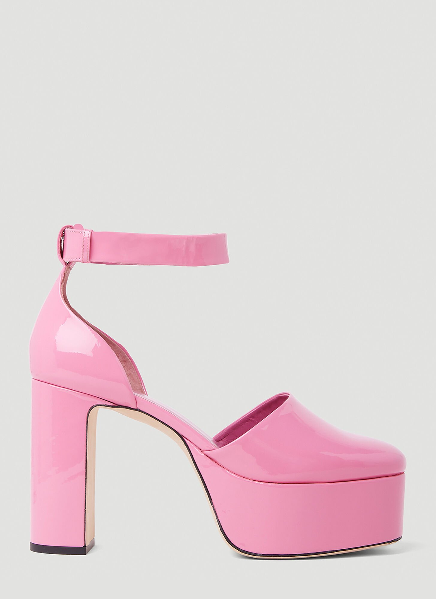 By Far 120mm Barb Patent Leather Pumps In Pink