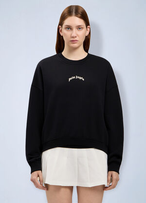 Palm Angels Curved Logo Crop Sweatshirt Black pma0264175