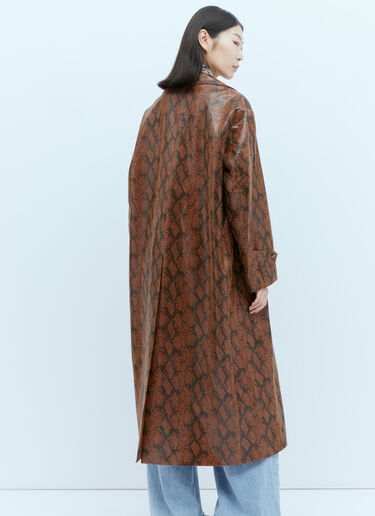 Rokh Double Layer Faux Snakeskin Embossed Coat Brown rok0254009