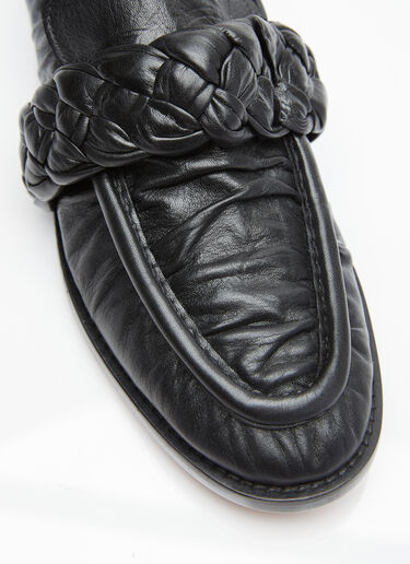 Knotted Leather Loafers Bottega Veneta Knotted Leather Loafers Black bov0255022