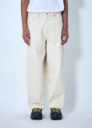 Metalwood Wide-Leg Denim Trousers Beige met0164006