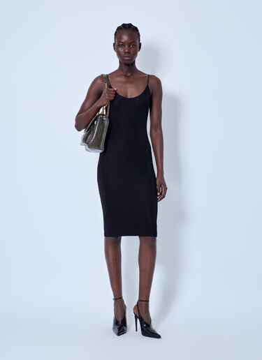 LN-CC® - Saint Laurent: Strappy Midi Dress - Black Saint Laurent Strappy Midi Dress Black sla0264038