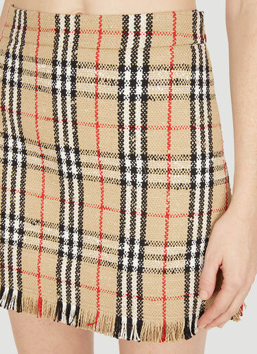 Burberry 格纹流苏半身裙 米色 bur0251030