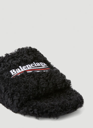 Balenciaga 퍼리 인조 시어링 슬라이드 블랙 bal0147021