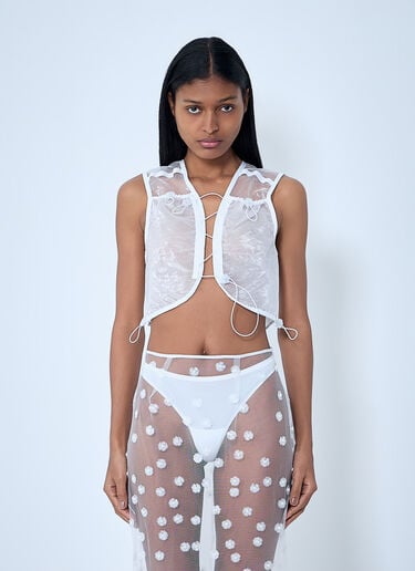 Cecilie Bahnsen Sheer Overlay Top White cec0262026