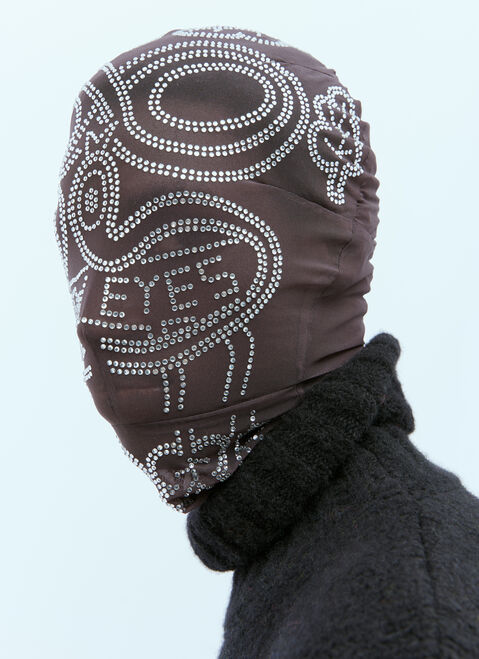 Walter Van Beirendonck Rhinestone Mesh Mask White wlt0154030