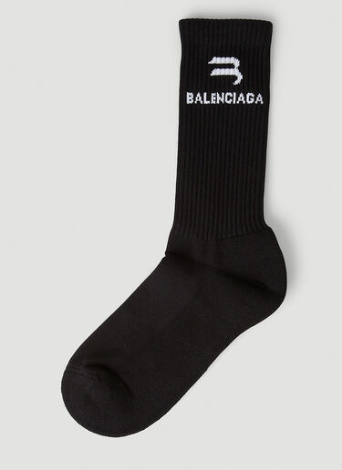 Balenciaga Double B Logo Socks Black bal0146075