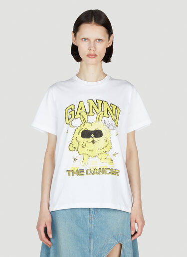 GANNI Dance Bunny Short Sleeve T-Shirt White gan0253098