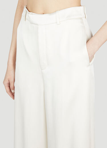 Saint Laurent Satin Wide Leg Pants White sla0252015