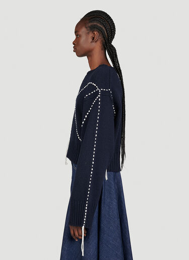 Kenzo Sashiko Stitch Embroidered Sweater Blue knz0253006