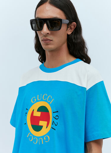 Gucci Logo Print T-Shirt Blue guc0153060