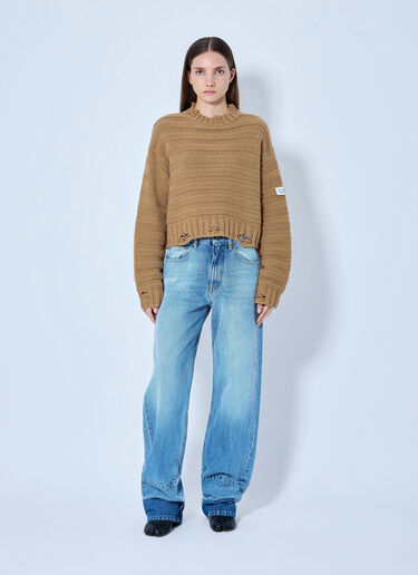 MM6 Maison Margiela Ribbed Knit Sweater Brown mmm0265006