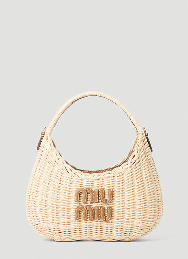 Miu Miu Wander Wicker Handbag Cream miu0252037