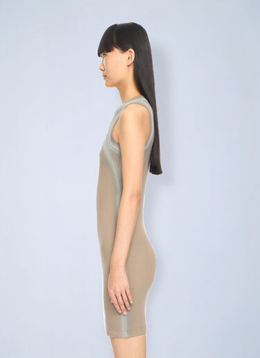 LN-CC® - Off-White: Spray Off Stamp Ribbed Round Dress - Beige Off-White Spray Off Stamp Ribbed Round Dress Beige ofw0264051