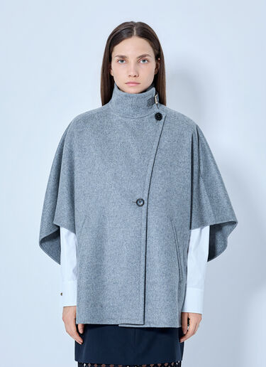 LN-CC® - Max Mara: Asymmetric Wool Cape - Grey Max Mara Asymmetric Wool Cape Grey max0265086