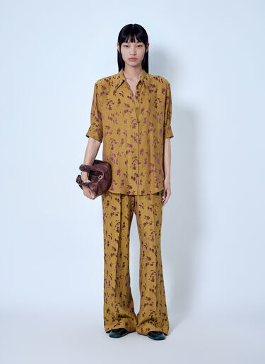 LN-CC® - Dries Van Noten: Floral Wide-Leg Trousers - Yellow Dries Van Noten Floral Wide-Leg Trousers Yellow dvn0266011