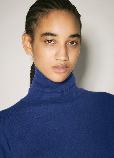 Saint Laurent Turtleneck Garter Sweater Blue sla0258060