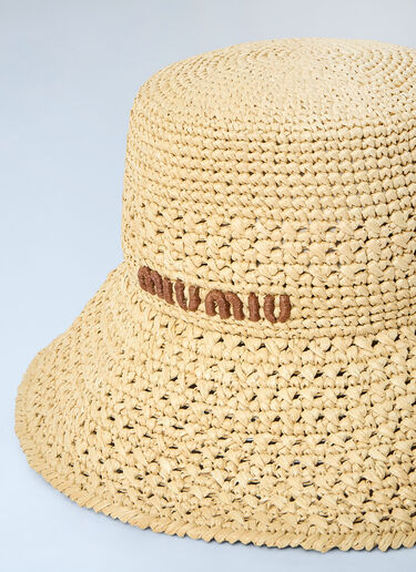 Miu Miu Logo Motif Bucket Hat Natural miu0261027