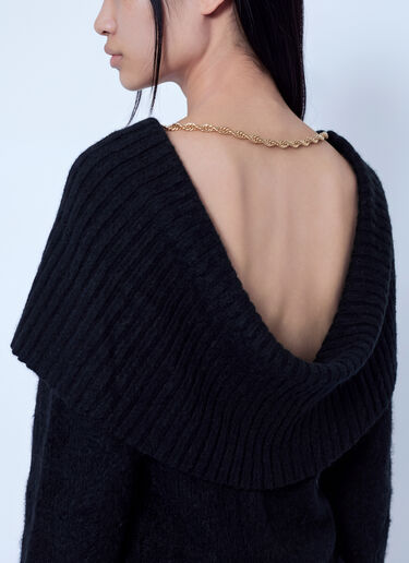 LN-CC® - Sportmax: Ribbed Panel Wool Sweater - Black Sportmax Ribbed Panel Wool Sweater Black spx0266019
