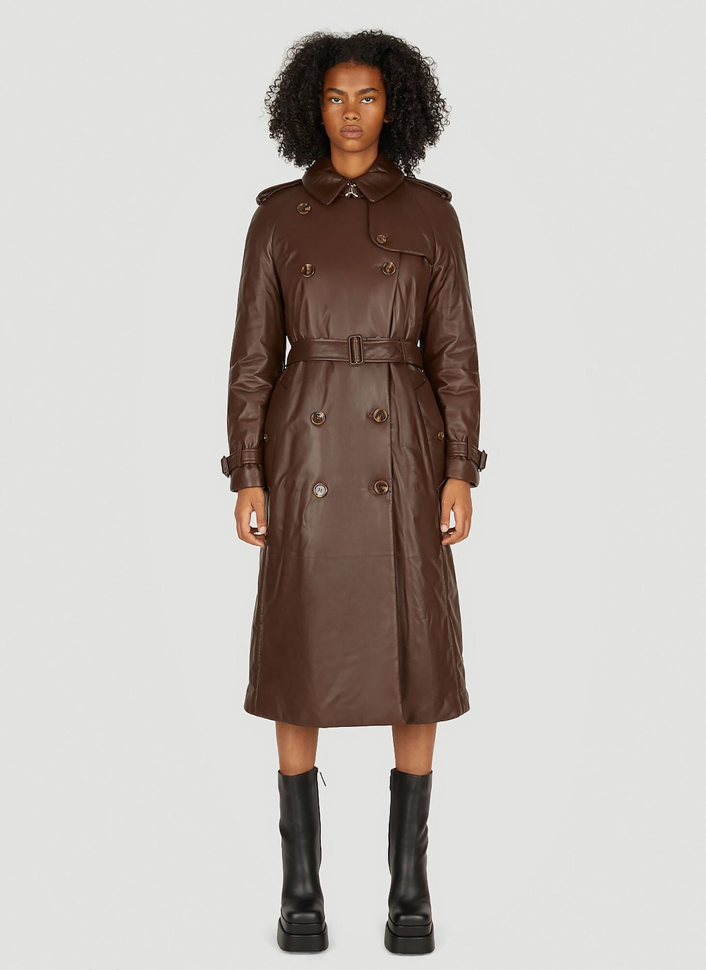 Burberry Waterloo Padded Leather Trench Coat Female Brown ModeSens