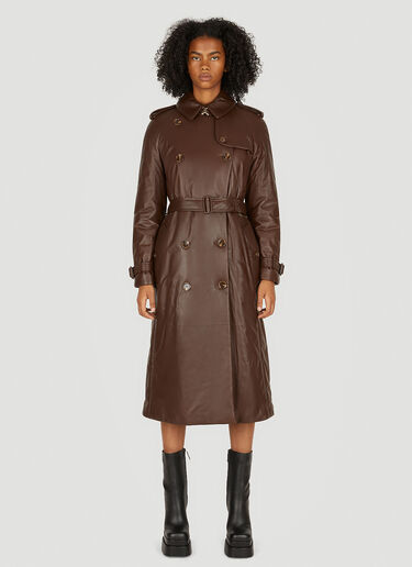 Burberry Waterloo Padded Leather Trench Coat Brown bur0249010