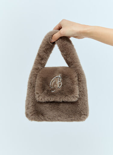 Blumarine Faux Fur Logo Handbag Brown blm0253012