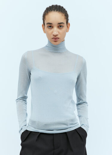 Max Mara 글리터 하이넥 스웨터 블루 max0254093