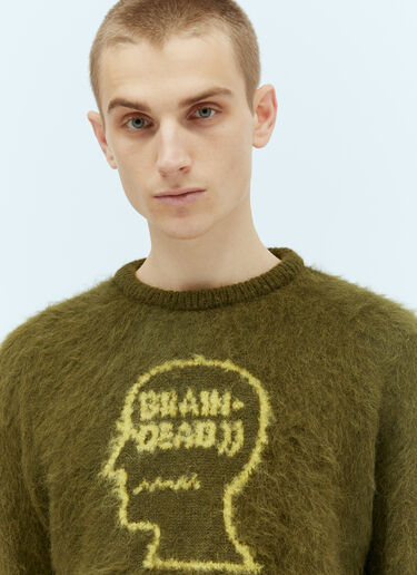 Brain Dead Logo Head Knit Sweater Green bra0355001