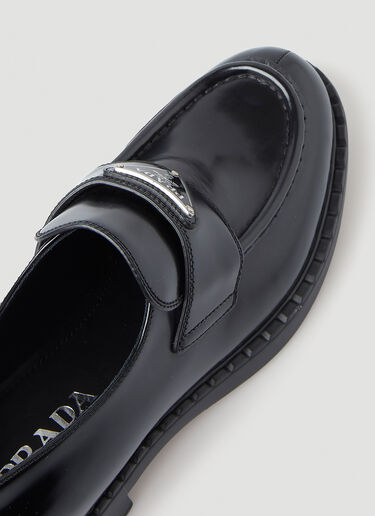 Prada Logo Plaque Loafers Black pra0248067